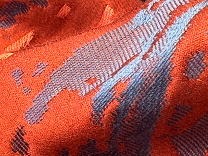 1.4 yards Scalamandre Lelievre Nami Laque Large Jacquard Abstract Linen Silk Red Orange Blue