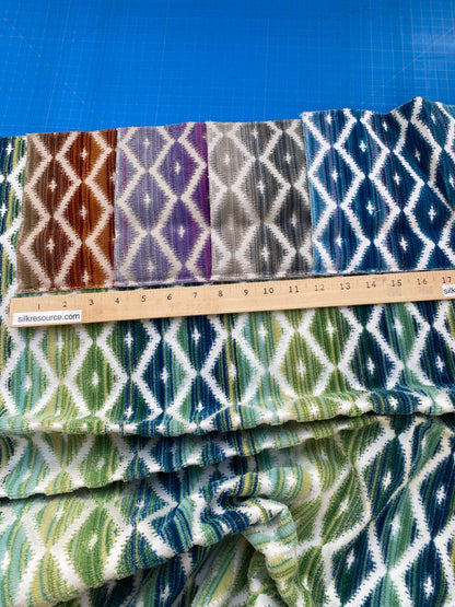 4 Berkbox83 Square Velvet by Grey Watkins Diamantina Ocean Deep Green White Blue Diamond Ogee MSRP USD 306+/y