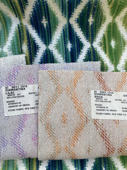 4 Berkbox83 Square Velvet by Grey Watkins Diamantina Ocean Deep Green White Blue Diamond Ogee MSRP USD 306+/y