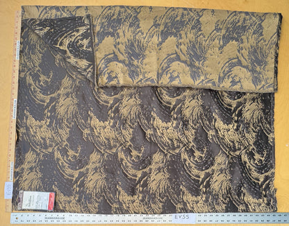 1.4 yards Scalamandre Lelievre Nami Etain Large Jacquard Abstract Linen Silk Gold Black