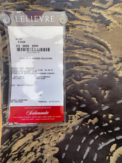 1.4 yards Scalamandre Lelievre Nami Etain Large Jacquard Abstract Linen Silk Gold Black