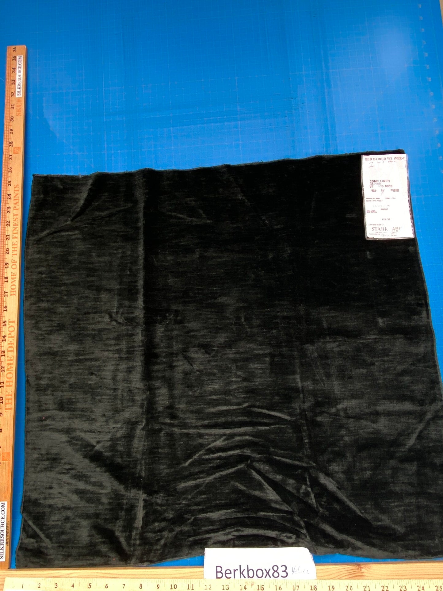 7 Berkbox83 Square Velvet by Old World Weavers Como Linen Caviar Green Texture MSRP USD 354/y