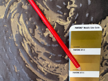 1.4 yards Scalamandre Lelievre Nami Etain Large Jacquard Abstract Linen Silk Gold Black