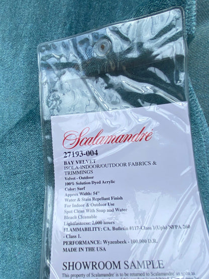 8 Berkbox83 Square Velvet by Scalamandre Bay Velvet Surf Blue Outdoor Solid Texture MSRP USD 280/y