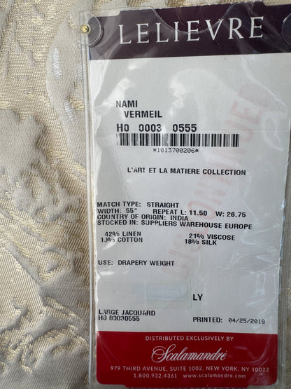 1.4 yards Scalamandre Lelievre Nami Vermeil Large Jacquard Abstract Linen Silk Cream White