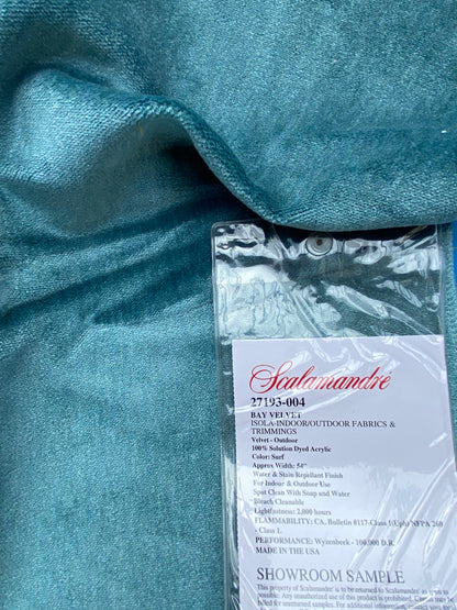 8 Berkbox83 Square Velvet by Scalamandre Bay Velvet Surf Blue Outdoor Solid Texture MSRP USD 280/y