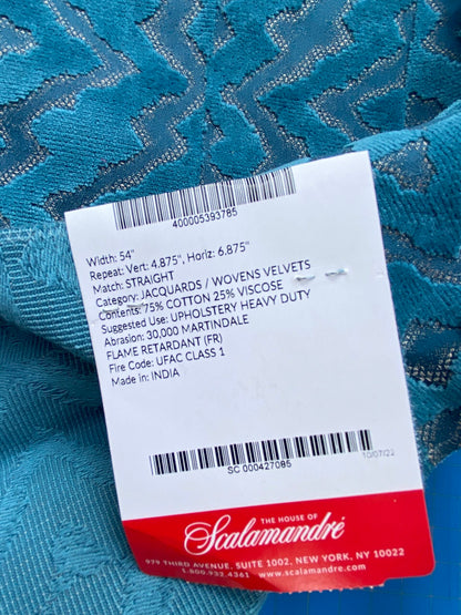 9 Berkbox83 Square Velvet by Scalamandre Echo Velvet Peacock Blue Geometric Cotton Viscose MSRP USD326/y