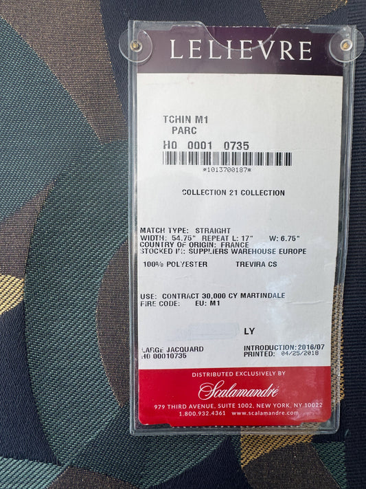 1.4 yards Scalamandre Lelievre Tchin M1 Parc Art Deco Jacquard 100% Polyester Blue Gold Green MSRP USD437/y