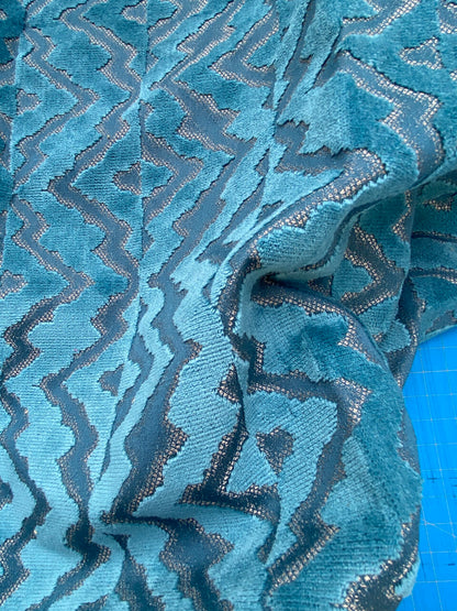 9 Berkbox83 Square Velvet by Scalamandre Echo Velvet Peacock Blue Geometric Cotton Viscose MSRP USD326/y