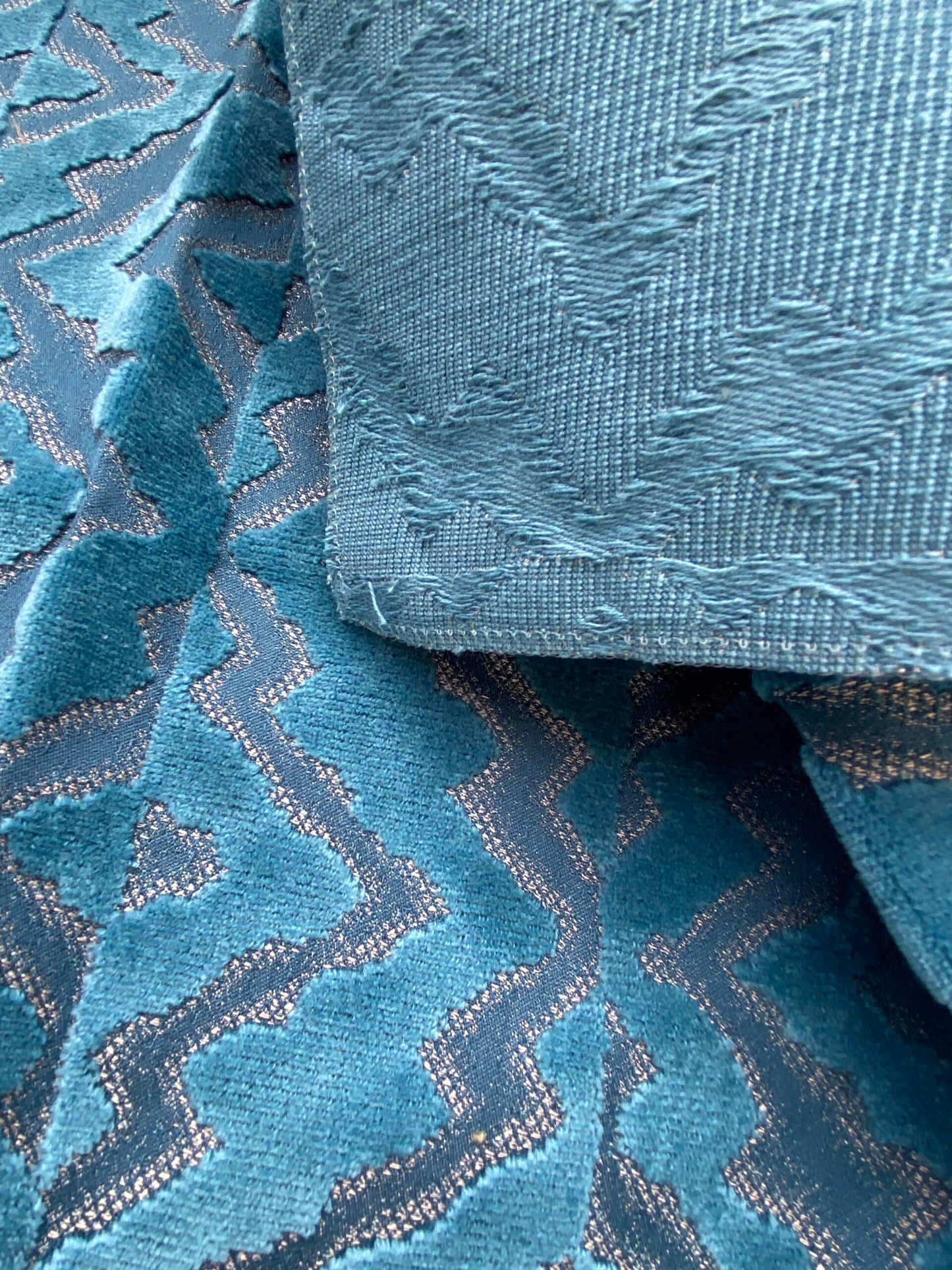 9 Berkbox83 Square Velvet by Scalamandre Echo Velvet Peacock Blue Geometric Cotton Viscose MSRP USD326/y