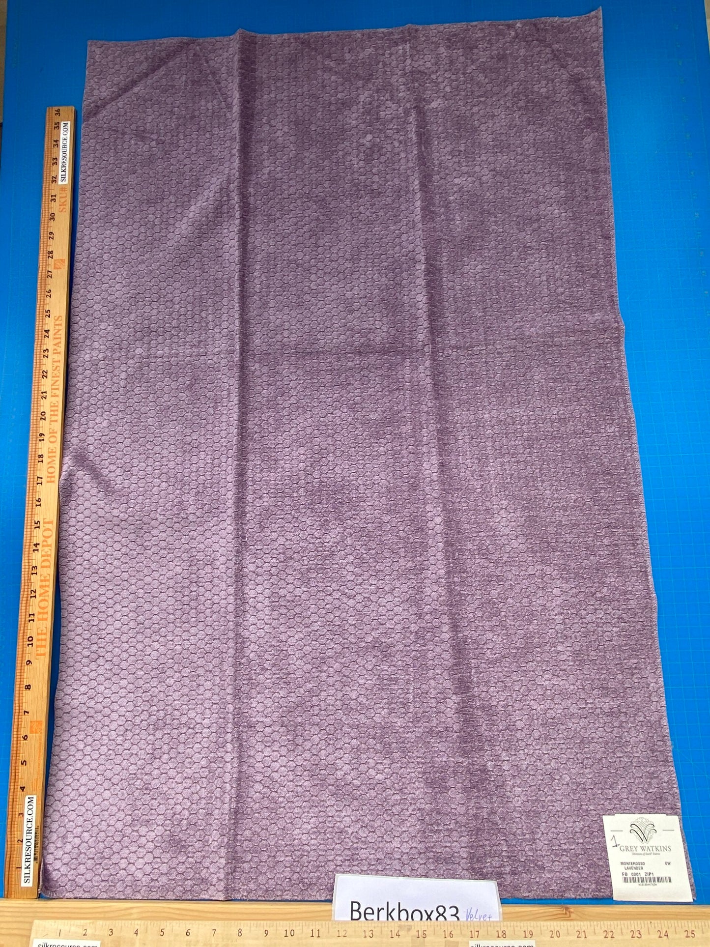 10 Berkbox83 Square Velvet by Grey Watrkins Monterosso Lavender Purple Small Scale Dots Circle 1.1yd x 25"W MSRP USD192/y