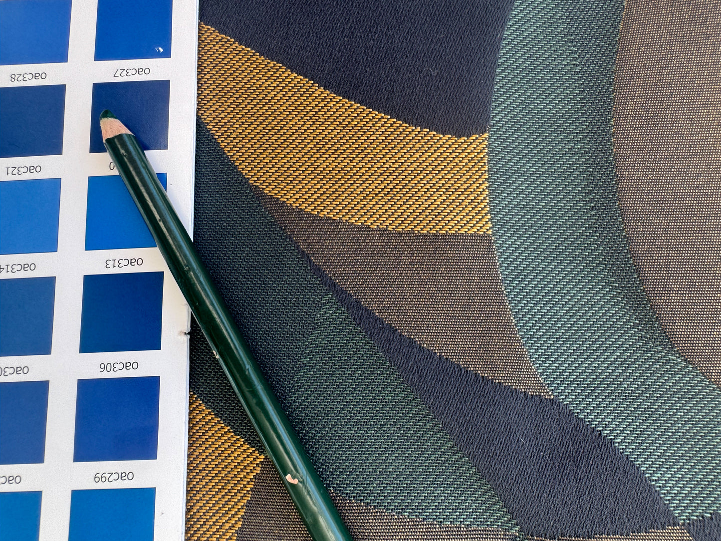1.4 yards Scalamandre Lelievre Tchin M1 Parc Art Deco Jacquard 100% Polyester Blue Gold Green MSRP USD437/y
