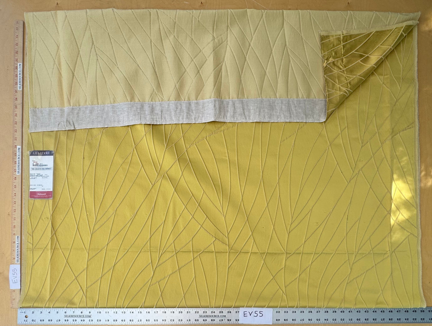 1.2 yards Scalamandre Lelievre Reso Lotus Yellow Gold Large Jacquard Geometric Viscose Cotton MSRP USD495/y