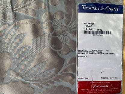 1.4 yards Scalamandre Tassinari and Chatel Volanges Opale Blue Brown 100% Silk Damask MSRP USD1354/y