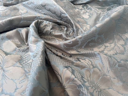 1.4 yards Scalamandre Tassinari and Chatel Volanges Opale Blue Brown 100% Silk Damask MSRP USD1354/y