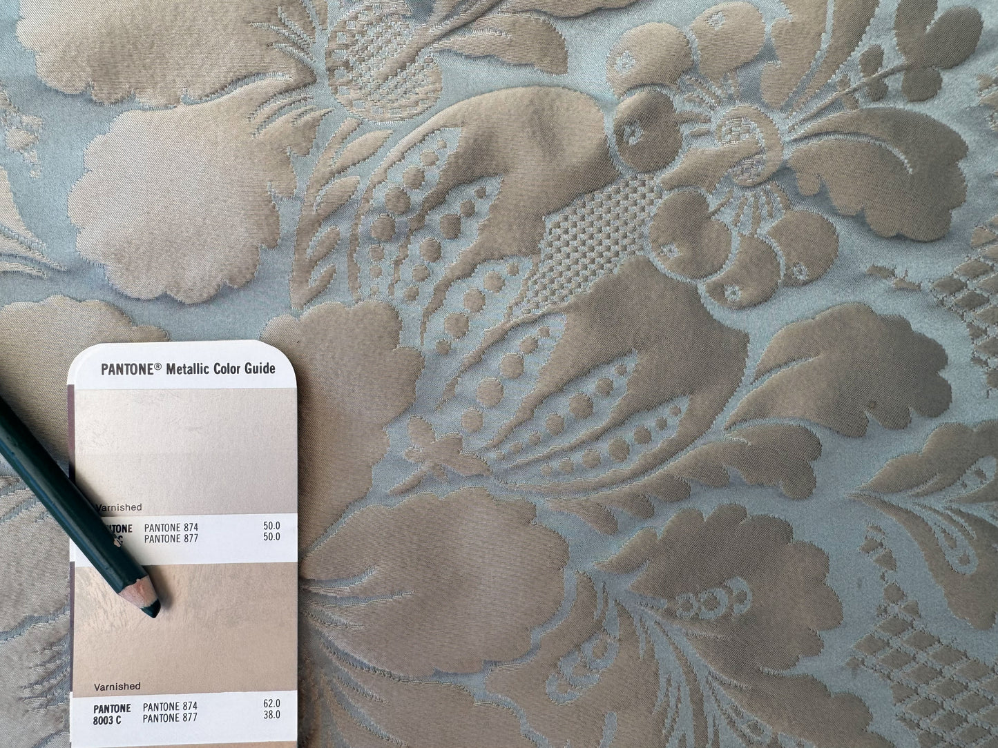 1.4 yards Scalamandre Tassinari and Chatel Volanges Opale Blue Brown 100% Silk Damask MSRP USD1354/y