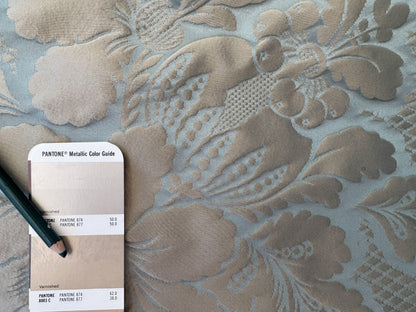 1.4 yards Scalamandre Tassinari and Chatel Volanges Opale Blue Brown 100% Silk Damask MSRP USD1354/y
