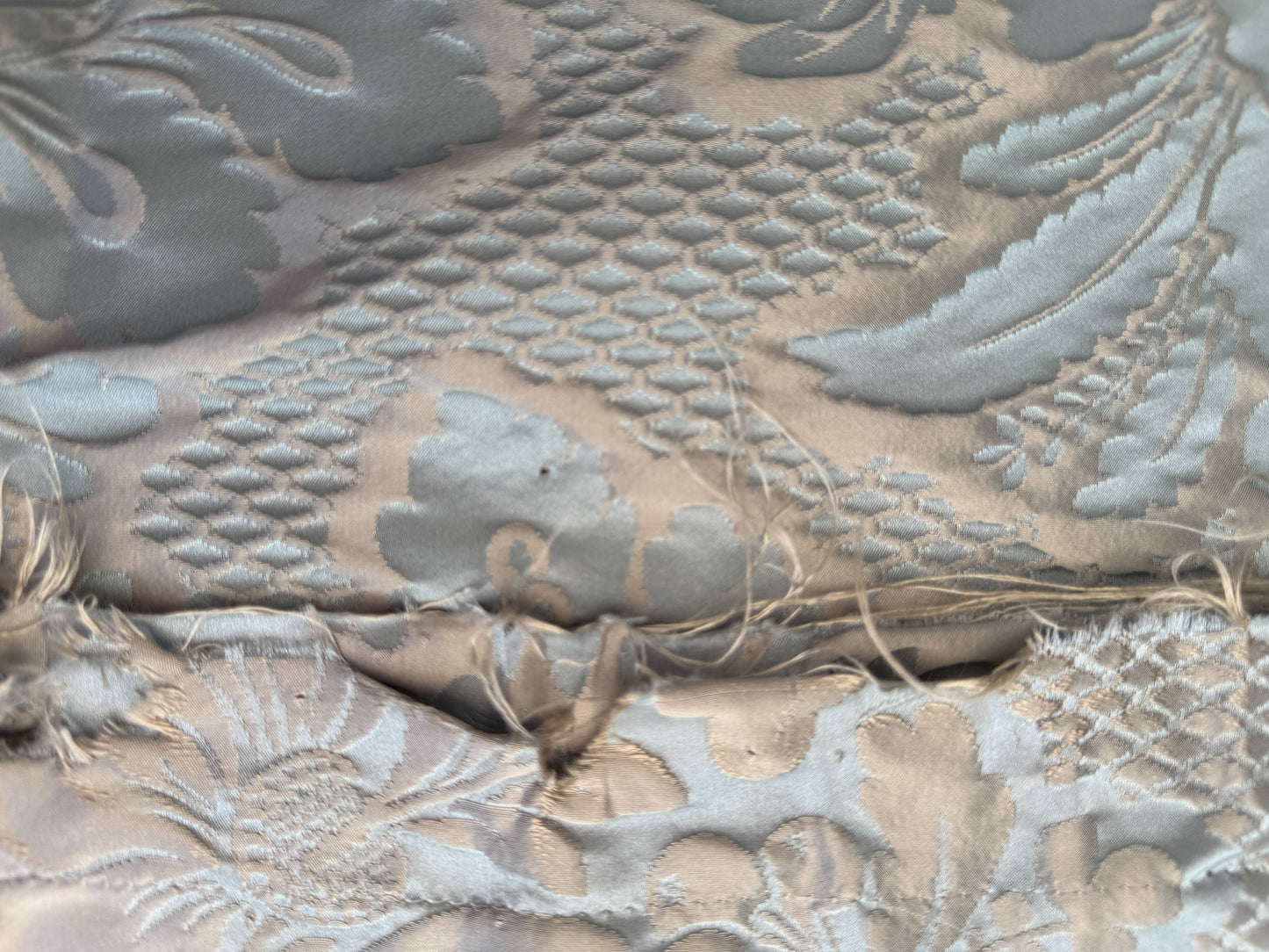 1.4 yards Scalamandre Tassinari and Chatel Volanges Opale Blue Brown 100% Silk Damask MSRP USD1354/y