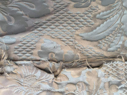 1.4 yards Scalamandre Tassinari and Chatel Volanges Opale Blue Brown 100% Silk Damask MSRP USD1354/y