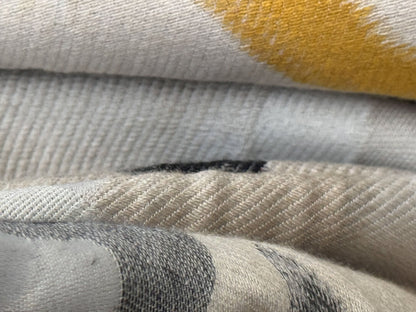 1.4 yards Scalamandre Lelievre Paris Bali-Le Coton Floral White Yellow Gray Reversible