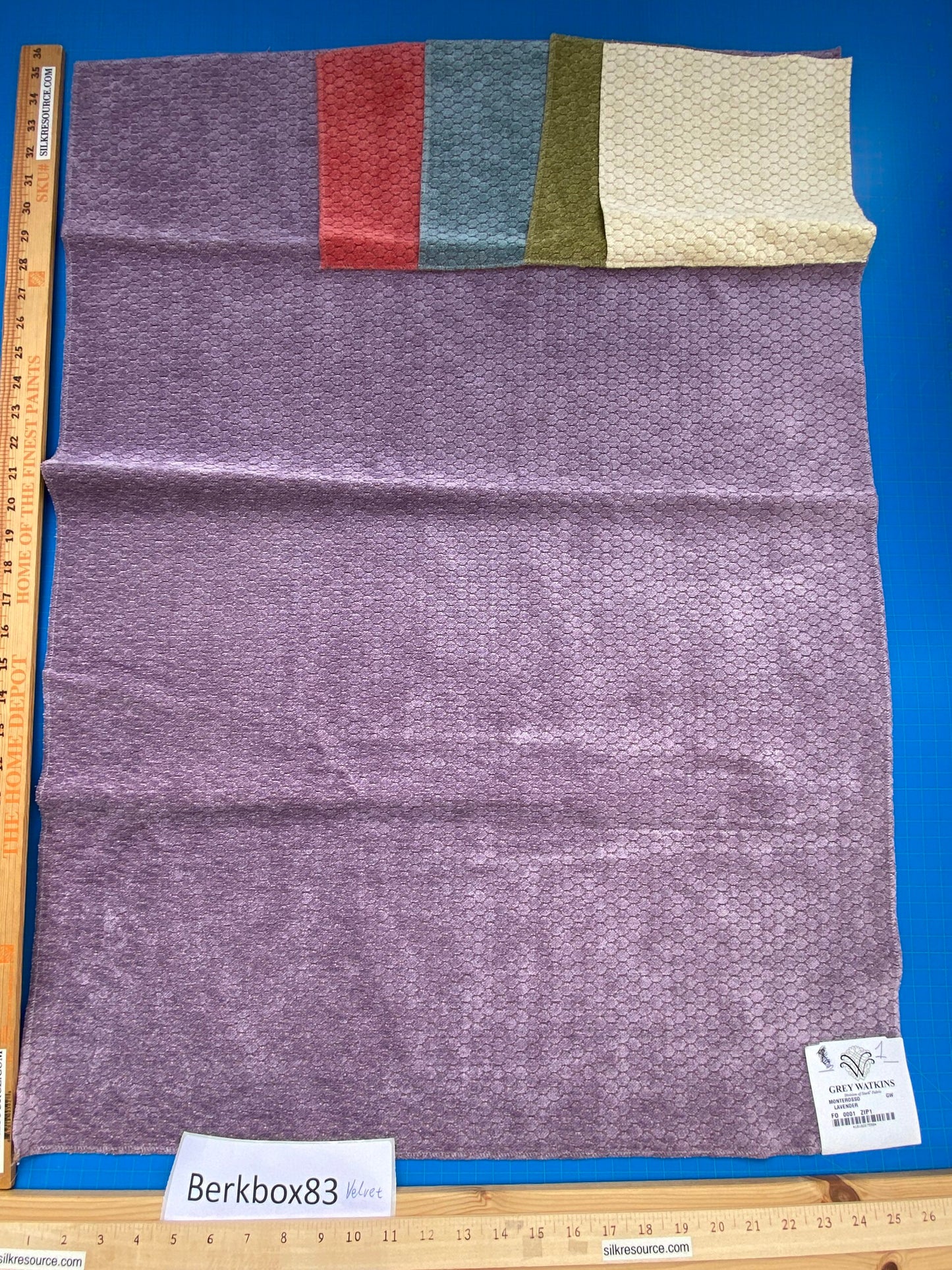 15 Berkbox83 Square Velvet by Grey Watrkins Monterosso Lavender Purple Small Scale Dots Circle MSRP USD192/y