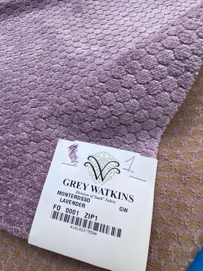 15 Berkbox83 Square Velvet by Grey Watrkins Monterosso Lavender Purple Small Scale Dots Circle MSRP USD192/y