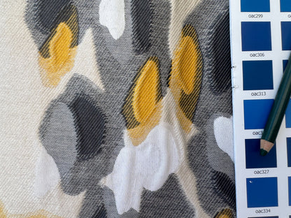1.4 yards Scalamandre Lelievre Paris Bali-Le Coton Floral White Yellow Gray Reversible
