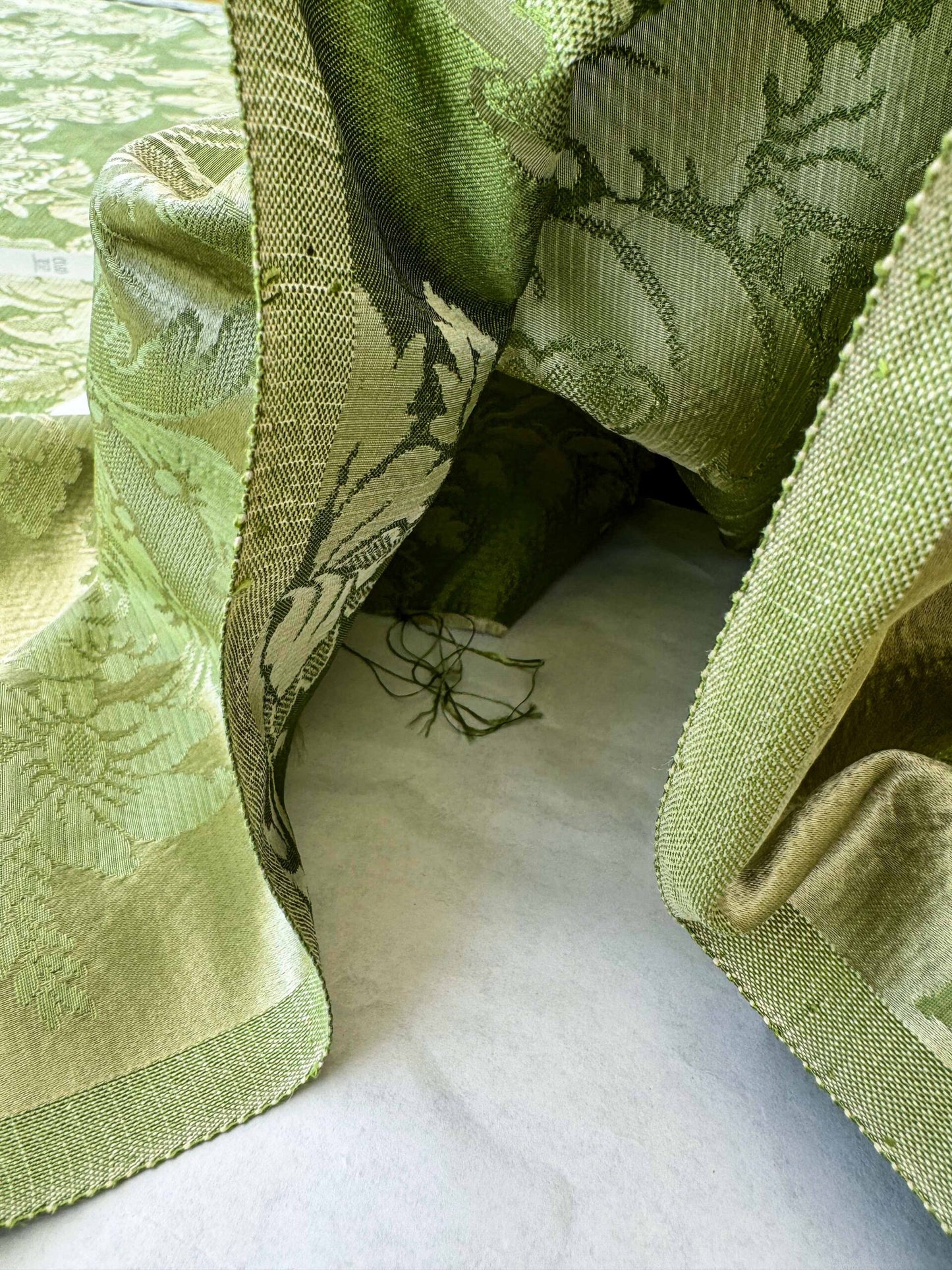 by yard Scalamandre Green Damask Botanical Floral French Court Renaissance Artichoke Gauffre