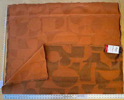 1.4 yards Scalamandre Lelievre Stabile Cuivre  Geometric Large Jacquard Orange Linen Cotton