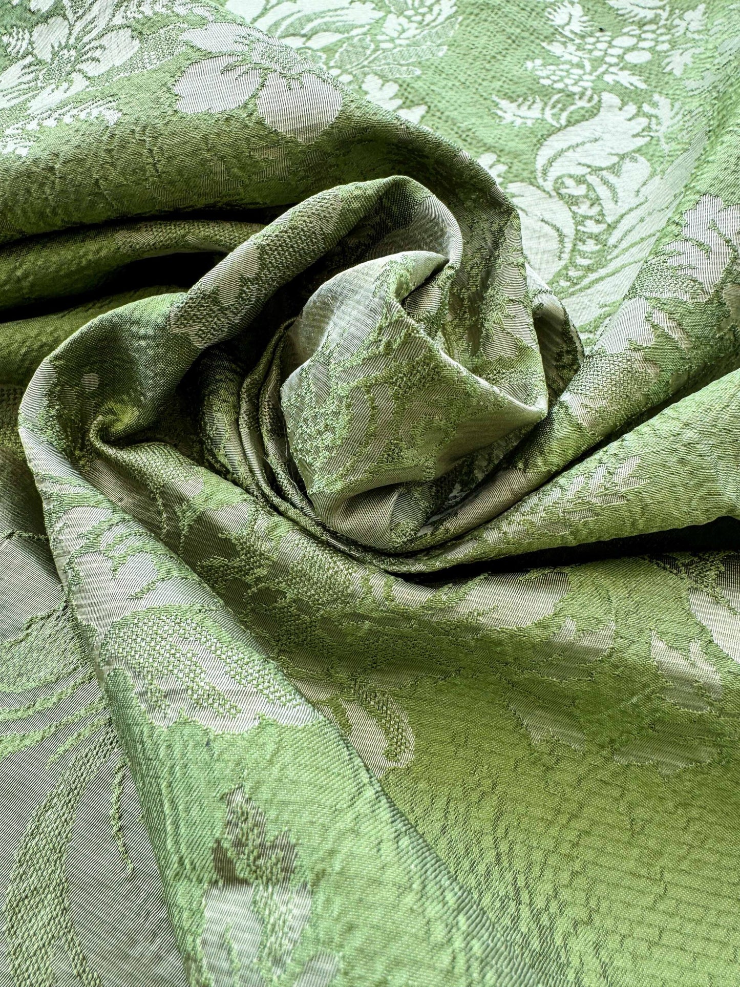 by yard Scalamandre Green Damask Botanical Floral French Court Renaissance Artichoke Gauffre