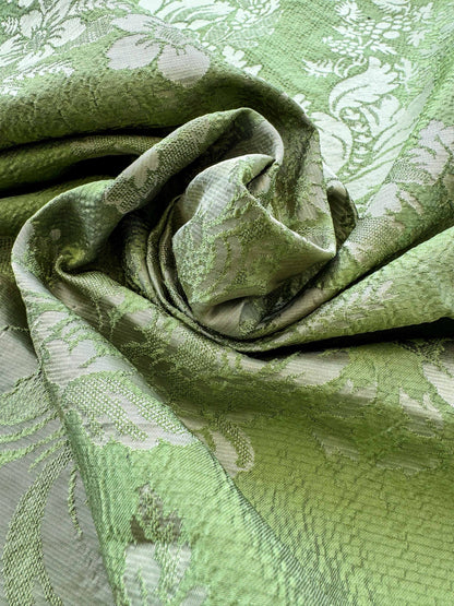 by yard Scalamandre Green Damask Botanical Floral French Court Renaissance Artichoke Gauffre