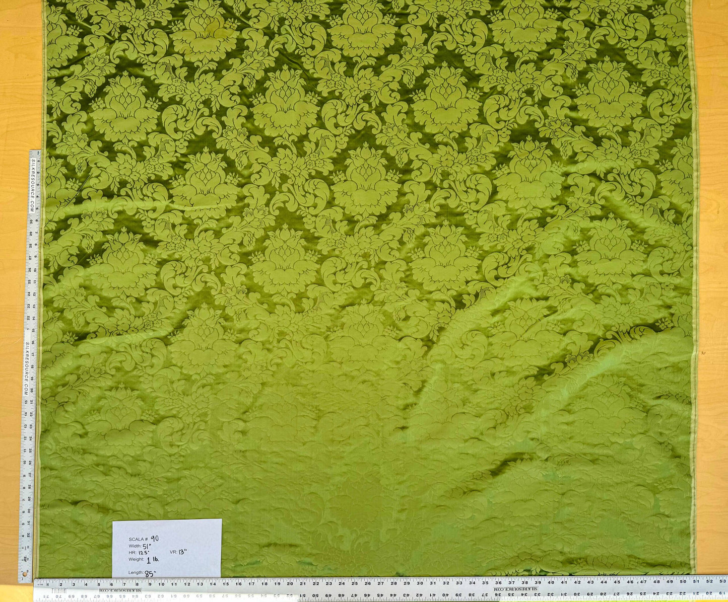 2.4y Scalamandre Tassinari &amp; Chatel Light Green Silk Damask Botanical Floral French Court Renaissance