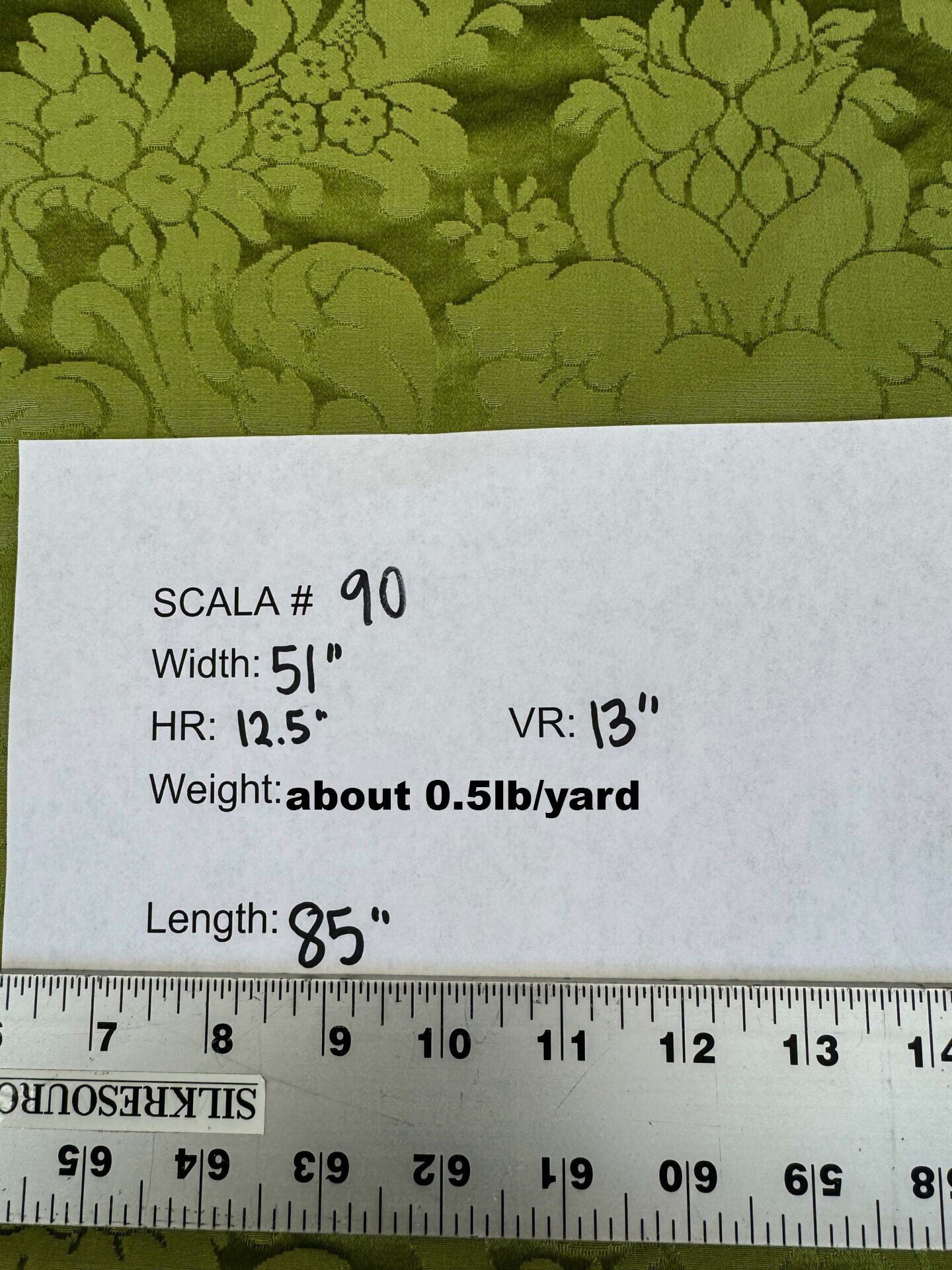 2.4y Scalamandre Tassinari &amp; Chatel Light Green Silk Damask Botanical Floral French Court Renaissance