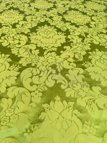 2.4y Scalamandre Tassinari &amp; Chatel Light Green Silk Damask Botanical Floral French Court Renaissance