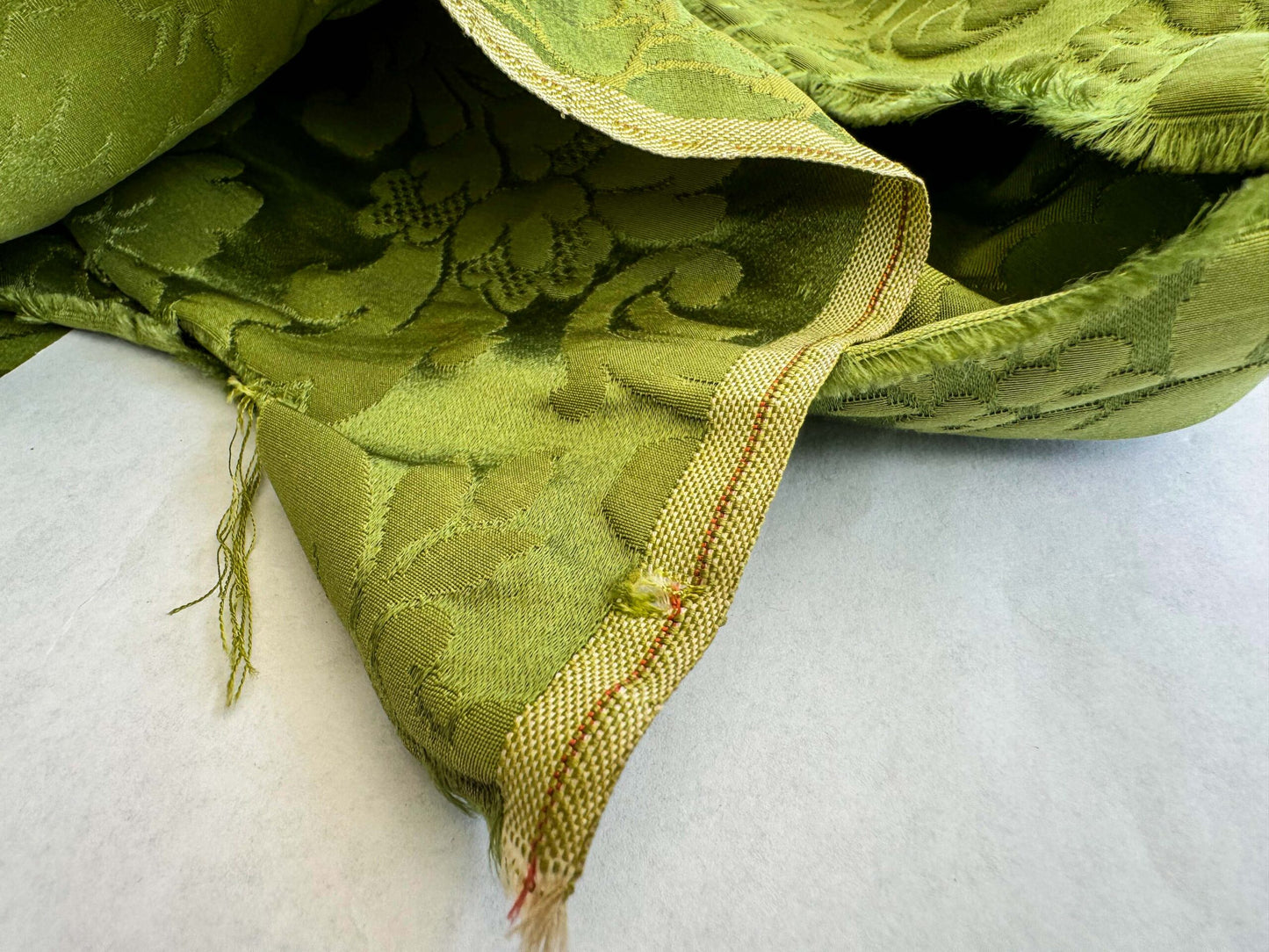 2.4y Scalamandre Tassinari &amp; Chatel Light Green Silk Damask Botanical Floral French Court Renaissance