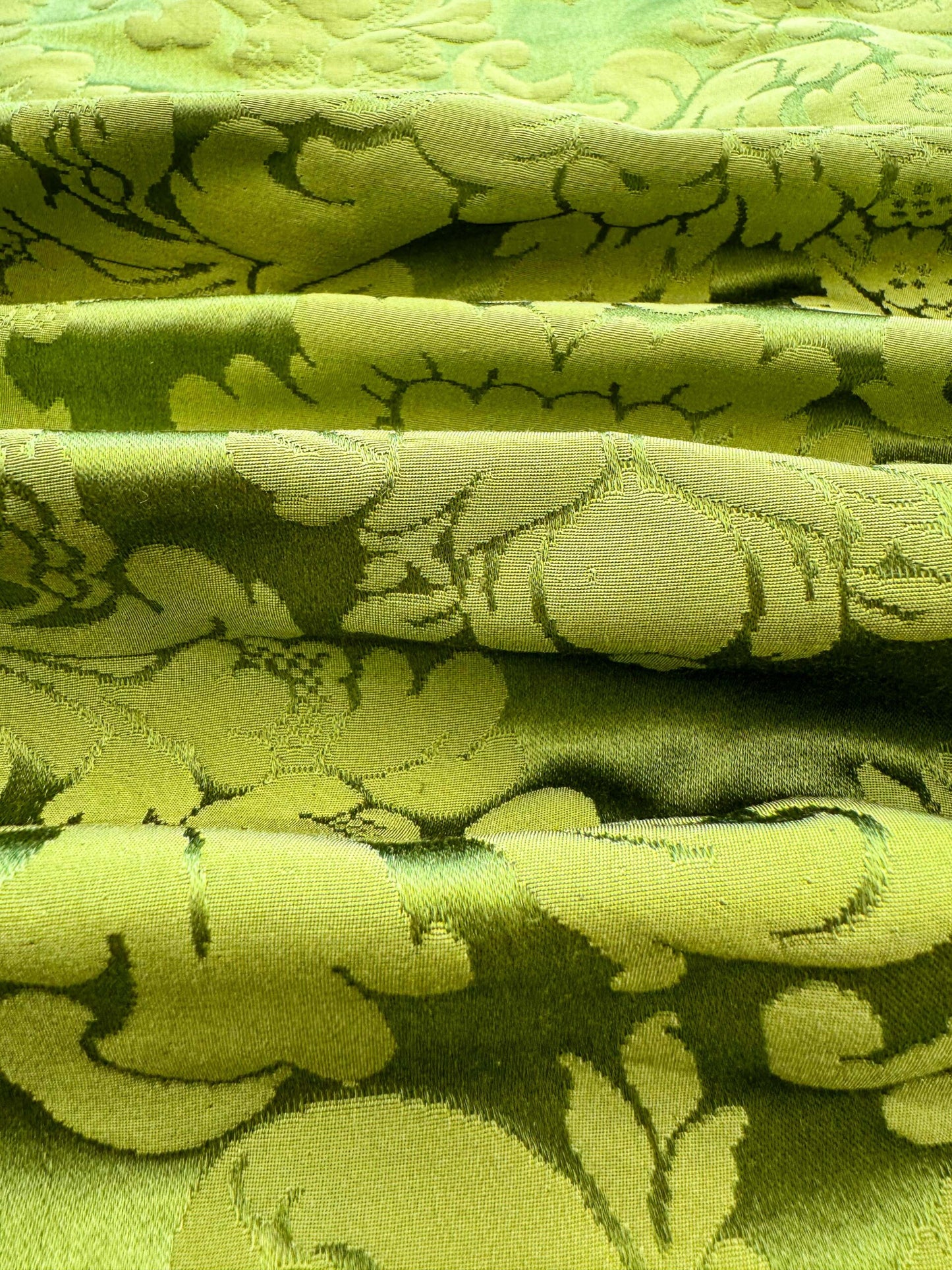 2.4y Scalamandre Tassinari &amp; Chatel Light Green Silk Damask Botanical Floral French Court Renaissance