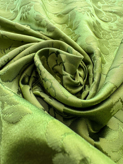 2.4y Scalamandre Tassinari &amp; Chatel Light Green Silk Damask Botanical Floral French Court Renaissance