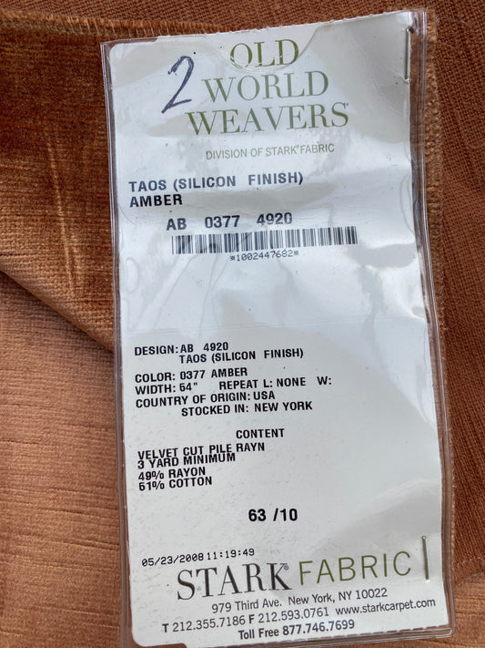 18 Berkbox83 Square Velvet by Old World Weavers Taos Silicon Finis Amber Copper Brown Solid Texture MSRP USD210/y