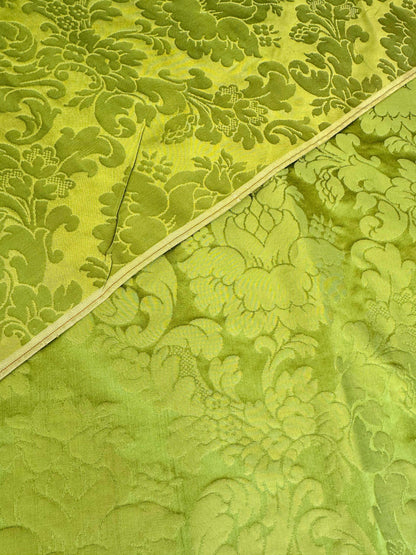 2.4y Scalamandre Tassinari &amp; Chatel Light Green Silk Damask Botanical Floral French Court Renaissance
