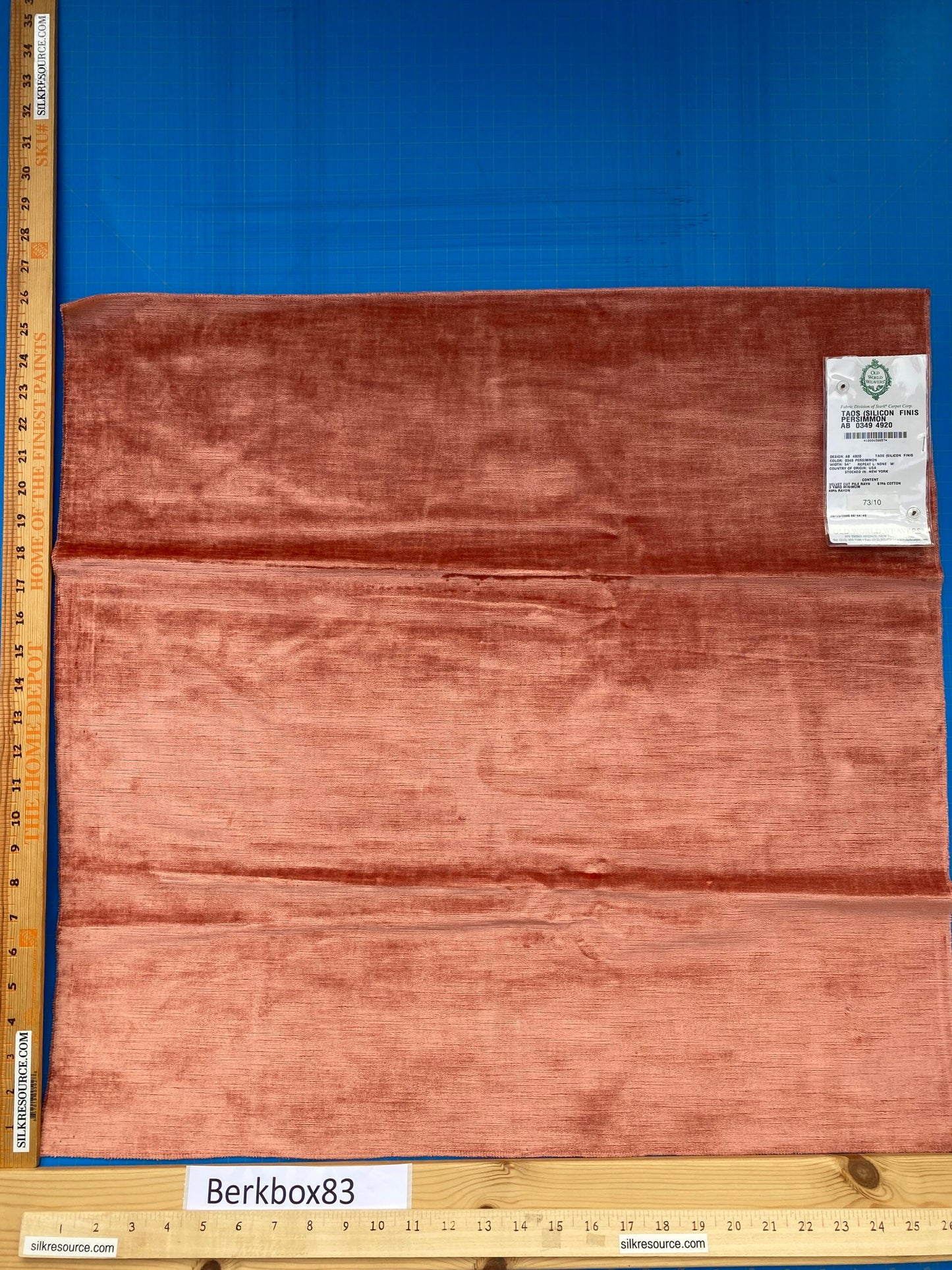 19 Berkbox83 Square Velvet by Old World Weavers Taos Silicon Finis Perssimmon Orange Solid Texture MSRP USD210/y