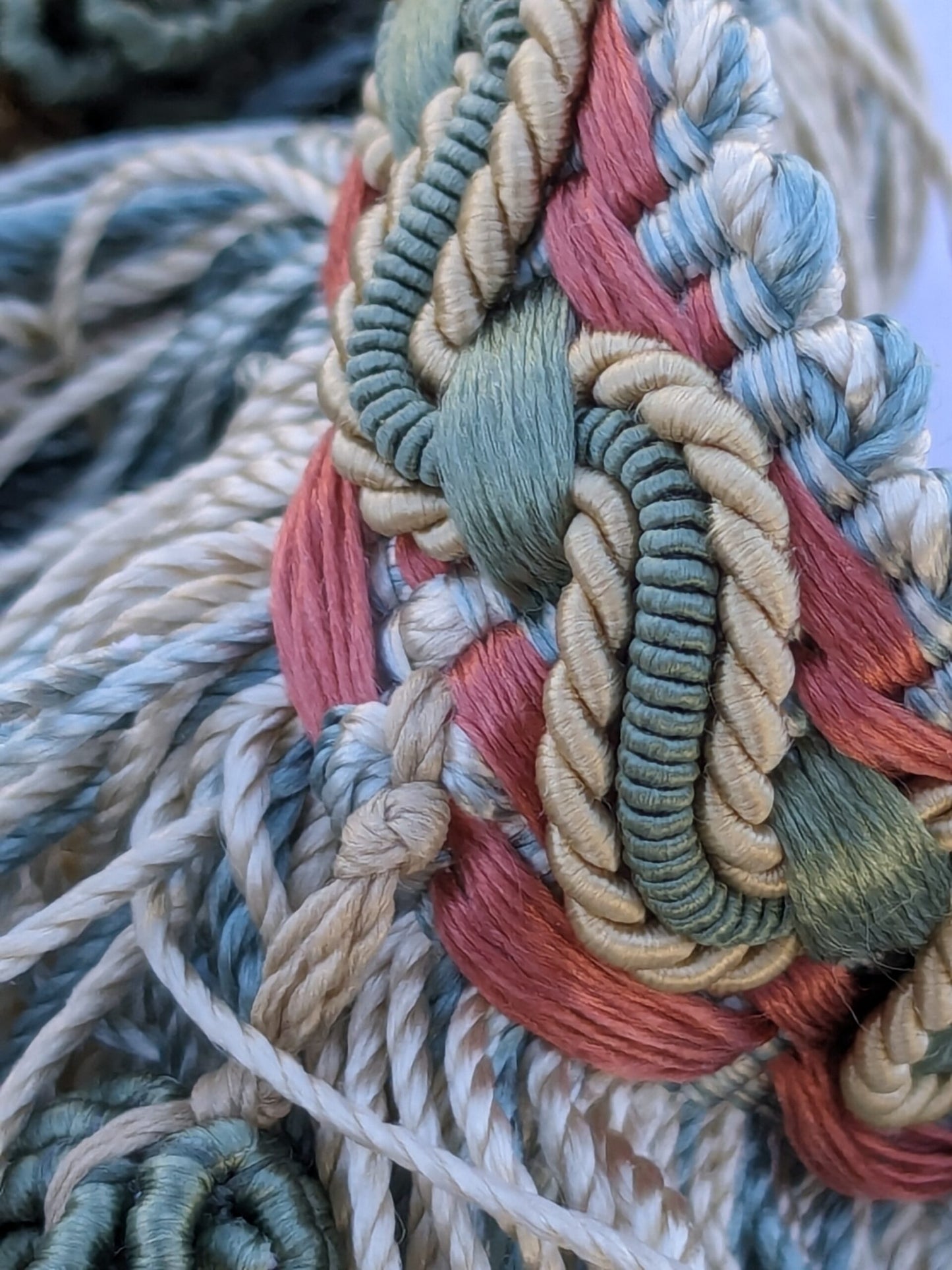 Scalamandre Gripsholm Fringe Silk in Sage Coral Blue Green Pink Tassel MSRP$300+/y