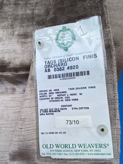 20 Berkbox83 Square Velvet by Old World Weavers Taos Silicon Finis Orchard Gray Solid Texture MSRP USD210/y