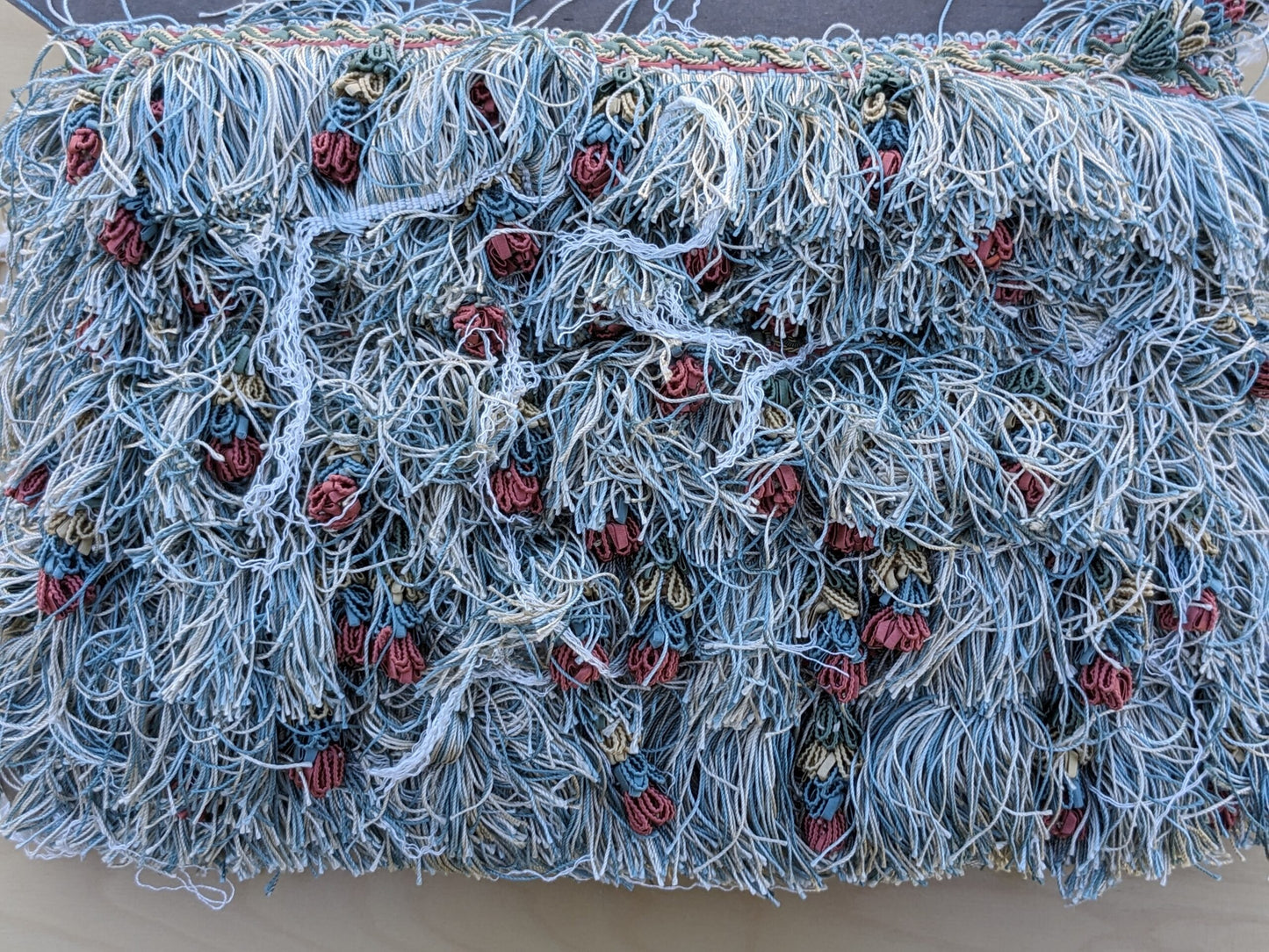 Scalamandre Gripsholm Fringe Silk in Sage Coral Blue Green Pink Tassel MSRP$300+/y