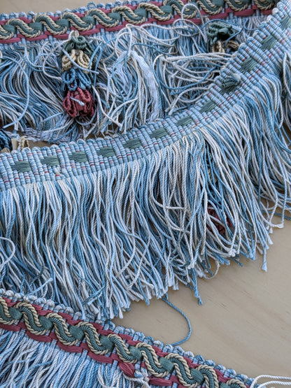 Scalamandre Gripsholm Fringe Silk in Sage Coral Blue Green Pink Tassel MSRP$300+/y