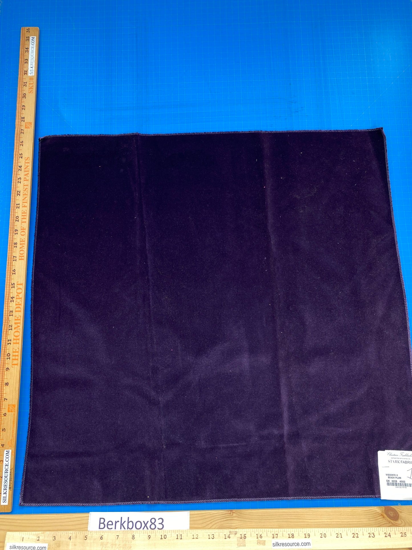 26 Berkbox83 Square Velvet by Christian Fischbacher Visconte II Beach Plum Purple Solid 26"L x 26"W MSRP USD 300+/y