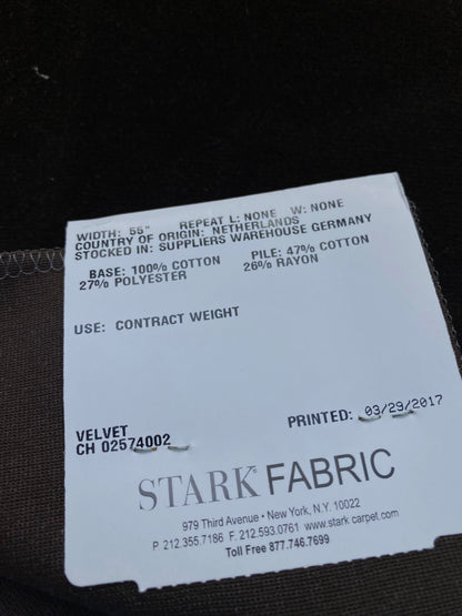 28 Berkbox83 Square Velvet by Christian Fischbacher Visconte II Dark Chocolate Deep Brown Solid 26"L x 13"W MSRP USD 300+/y