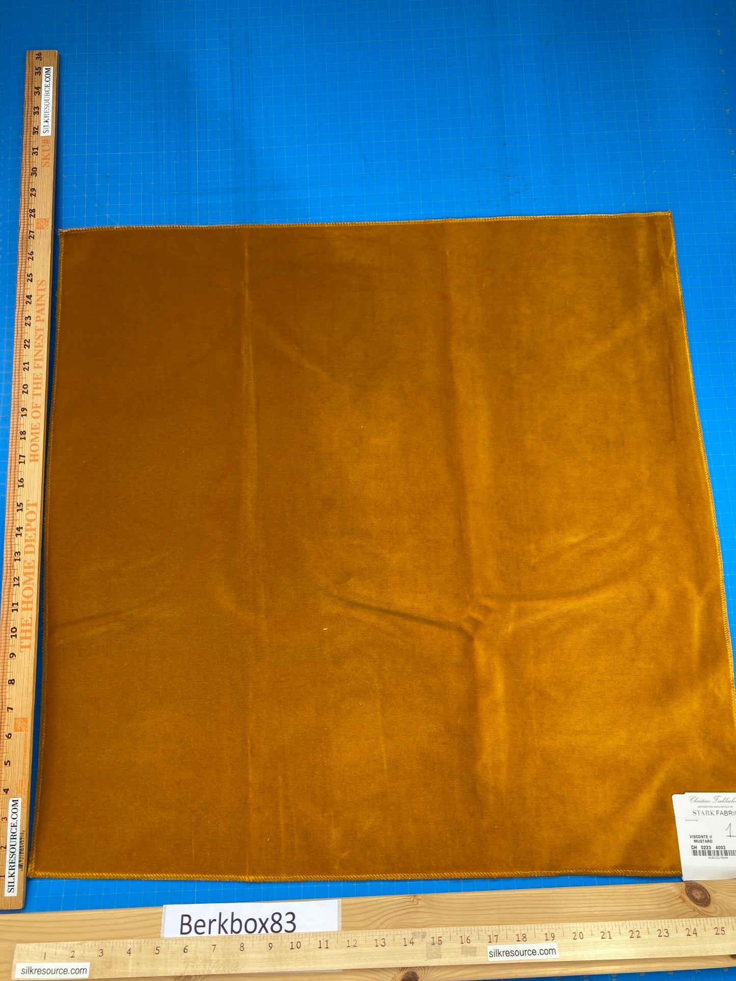 30 Berkbox83 Square Velvet by Christian Fischbacher Visconte II Mustard Yellow Solid 26"L x 26"W MSRP USD 300+/y