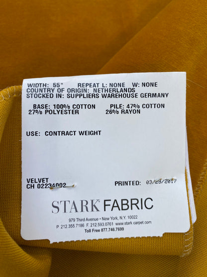 30 Berkbox83 Square Velvet by Christian Fischbacher Visconte II Mustard Yellow Solid 26"L x 26"W MSRP USD 300+/y