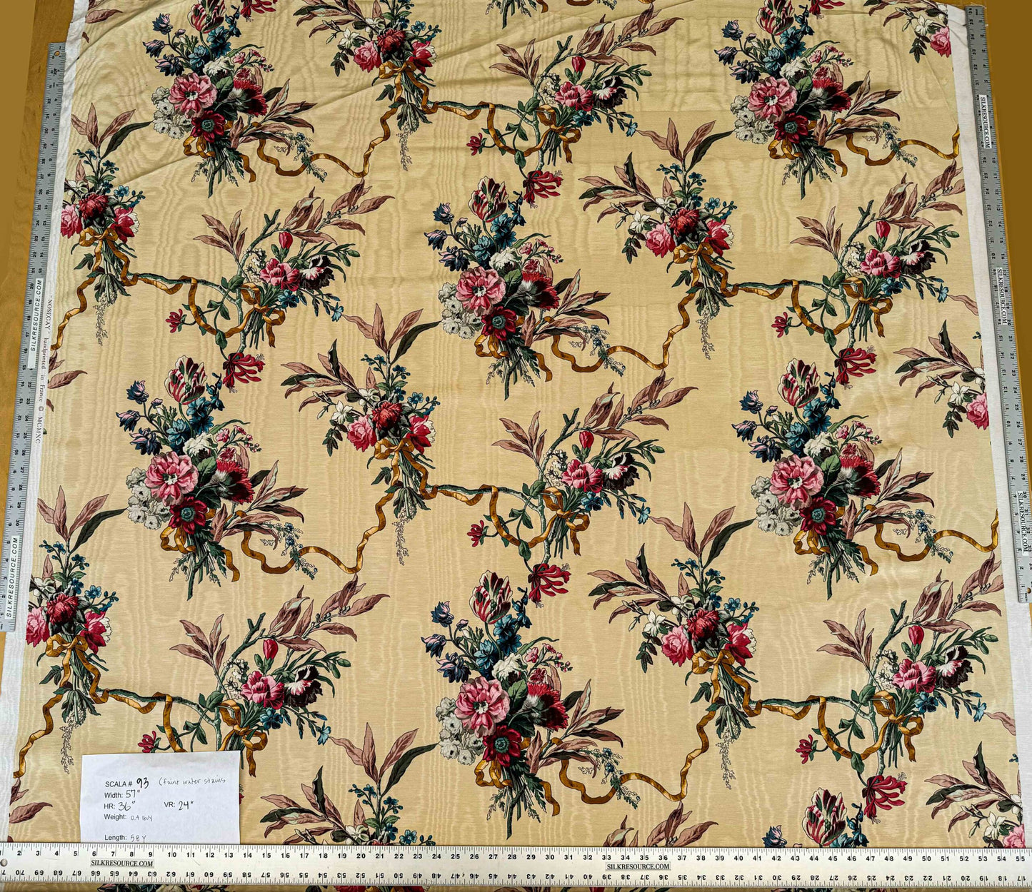 by yard Scalamandre Floral Botanical Foliage French Court Classic Red  White Blue Purple on Beige