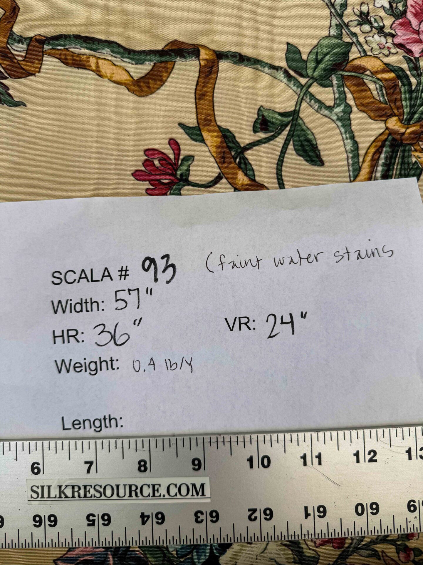 by yard Scalamandre Floral Botanical Foliage French Court Classic Red  White Blue Purple on Beige